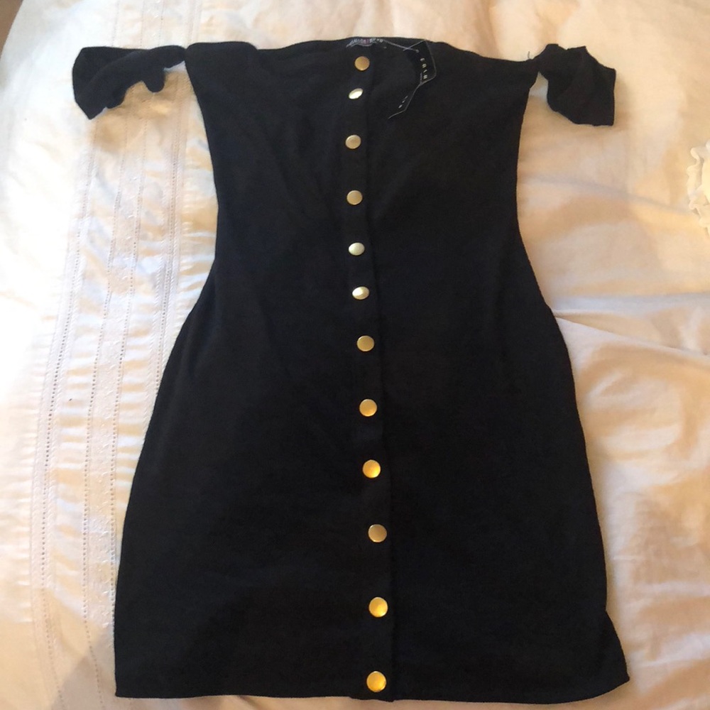 Black button dress